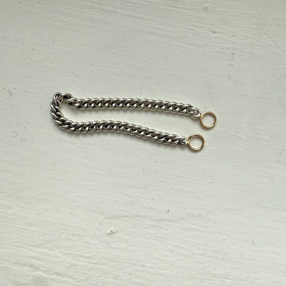 Marla Aaron Heavy Curb Chain in Silver with 14K Gold Hoops (5.5")